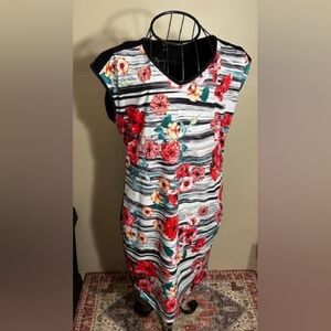 dress size 1x 1 x womens dress party black pink sun  floral